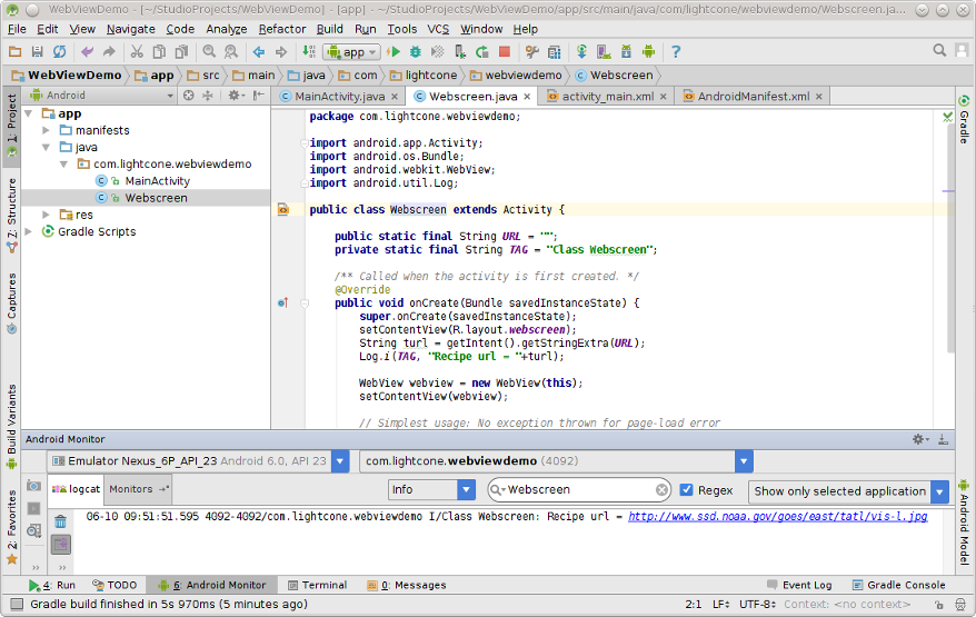 display variable to log android studio